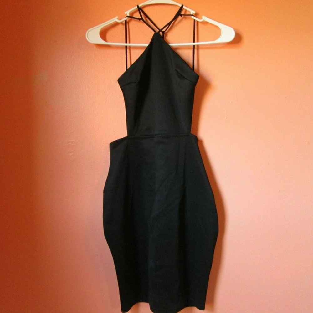 Nasty Gal Black Open Back Bodycon Dress